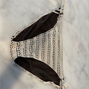 Old Navy Swim Suit Bikini Bathing Suit Tan and Cream Crochet Bottom